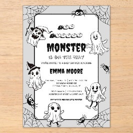 Cute Little Monster Baby Shower Illustration Acryleinladungen