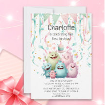 Cute Little Monsters Girl's 1st Birthday