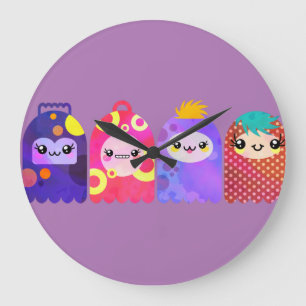 Cute Little Monsters Große Wanduhr