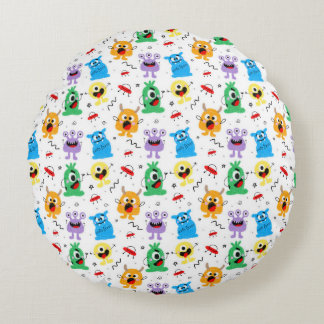 Cute Little Monsters Rundes Kissen