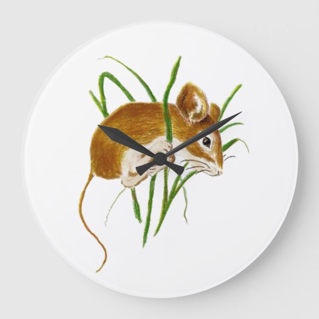 Cute Little Mouse Hanging In, Nature Design Große Wanduhr (Vorderseite)