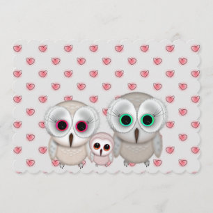 Cute Little Owl Family Baby shower Invitation