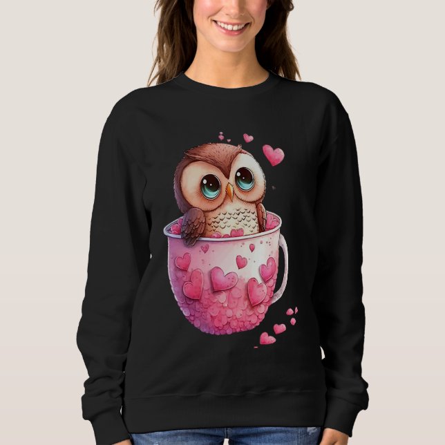 Cute Little Owl Valetines Animal Love  11 Sweatshirt (Vorderseite)