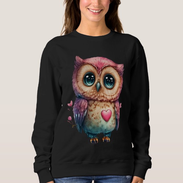 Cute Little Owl Valetines Animal Love  1 Sweatshirt (Vorderseite)