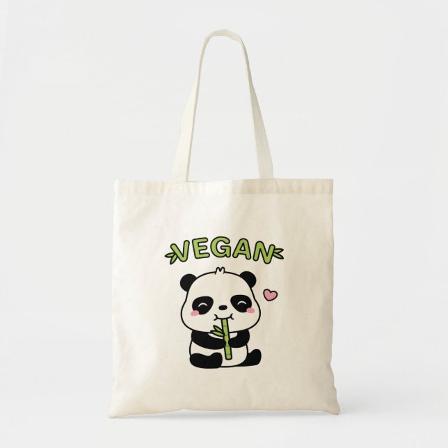Cute Little Panda Munching Bamboo Vegan Diet Tragetasche (Vorne)