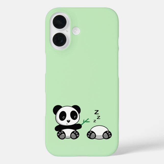 Cute Little Pandas on Green iPhone 16 Hülle (Rückseite)