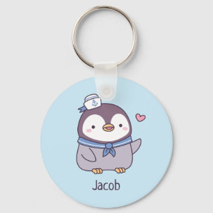 Cute Little Penguin Sailor Crew Personalized Schlüsselanhänger