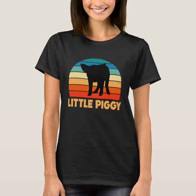 Cute Little Piggy Sunset Piglet Silhouette T-Shirt (Vorderseite)