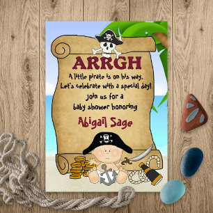 Cute Little Pirate Boys Buccaneer Baby Shower Einladung