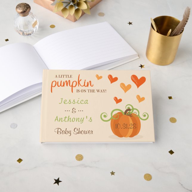 Cute Little Pumpkin Baby Shower Gästebuch (Vorderseite Offen)
