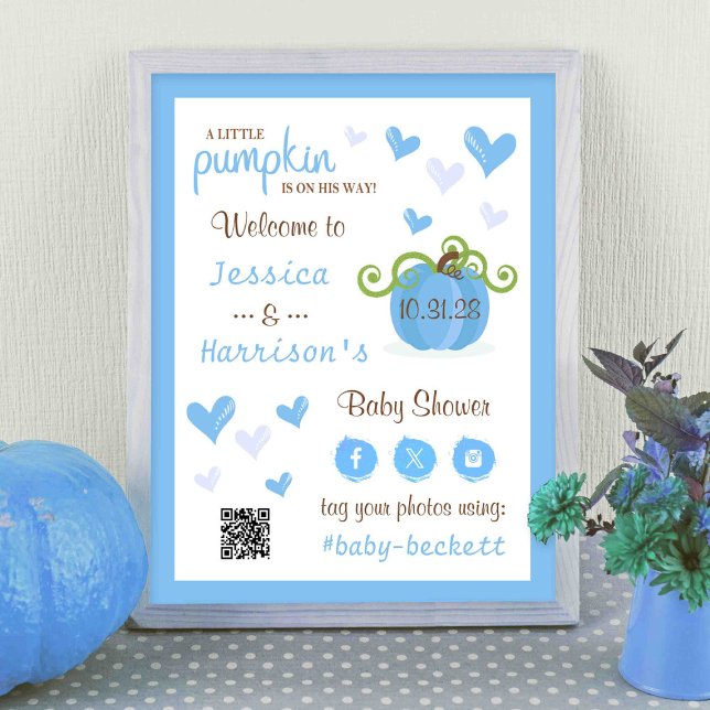 Cute Little Pumpkin Baby Shower Welcome Sign  Poster (Von Creator hochgeladen)