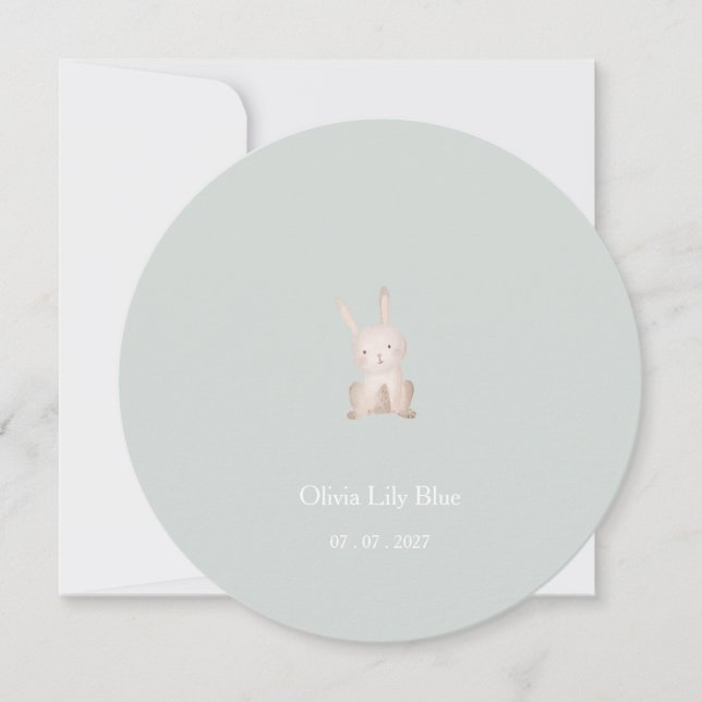Cute Little Rabbit Baby Birth Announcement Card. Einladung (Vorderseite)