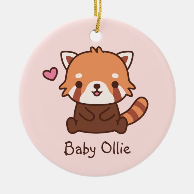 Cute Little Red Panda Doodle Kids Personalized Keramik Ornament (Vorne)