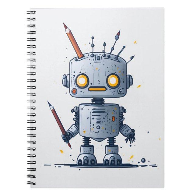 cute little robot IA and books 2 Notizblock (Vorderseite)