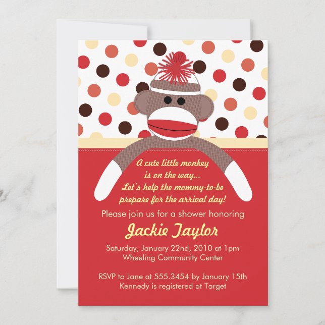 Cute Little Sock Baby shower Invitation (Devant)