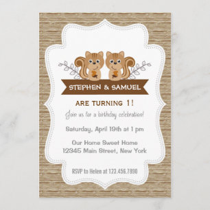 Cute Little Squirrel Anniversaire Invitation Forêt