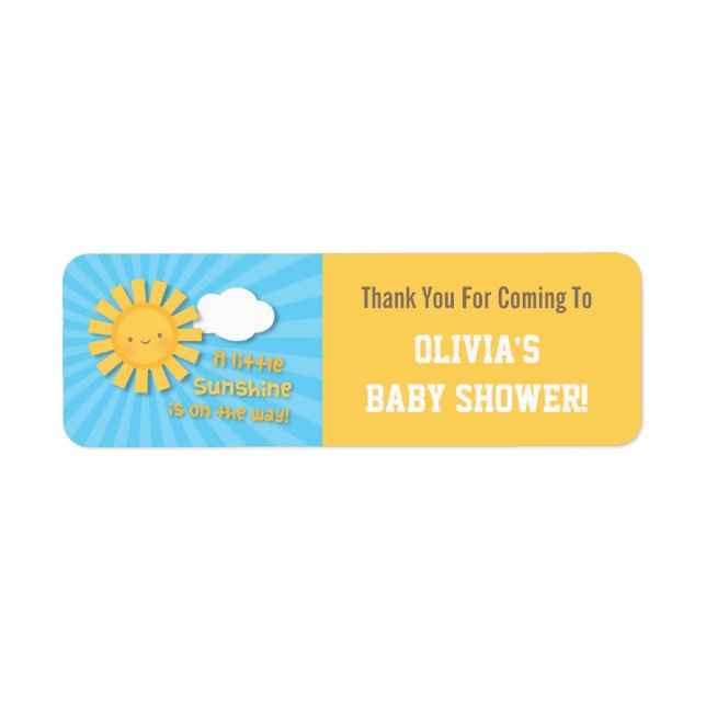 Cute Little Sunshine Baby shower Étiquette Merci (Devant)