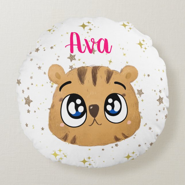 Cute little tiger gold start rundes kissen (Vorderseite)