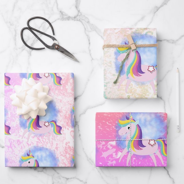 Cute little unicorn  geschenkpapier set (Vorderseite)