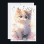Cute Little Watercolor Cat Birthday Einladung<br><div class="desc">A cute kawaii design to make your birthday einladungen,  stand out and bring sparkles in your little one's eyes. With customizable ballons and cupcake.</div>