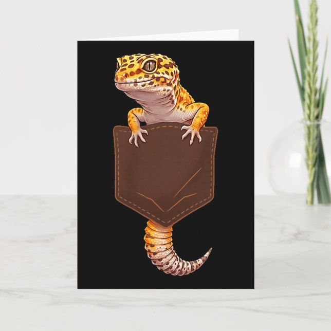 Cute Lizard Reptile Leopard Gecko Pocket Funny Men Karte (Vorderseite)