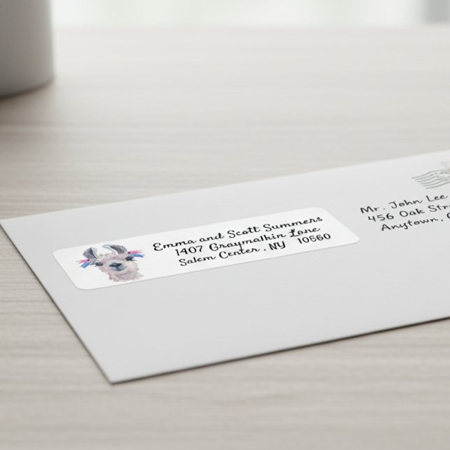 Cute Llama Alpaca Étiquettes de adresse animaux (Créateur téléchargé)