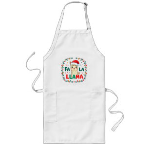 Cute Llama Christmas Design - "FÁ LA LAMA" Holiday Lange Schürze