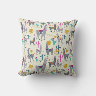 Cute Llama Coussin de décoration d'impression