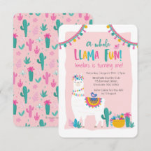 Cute Llama fun cactus Anniversaire Invitation