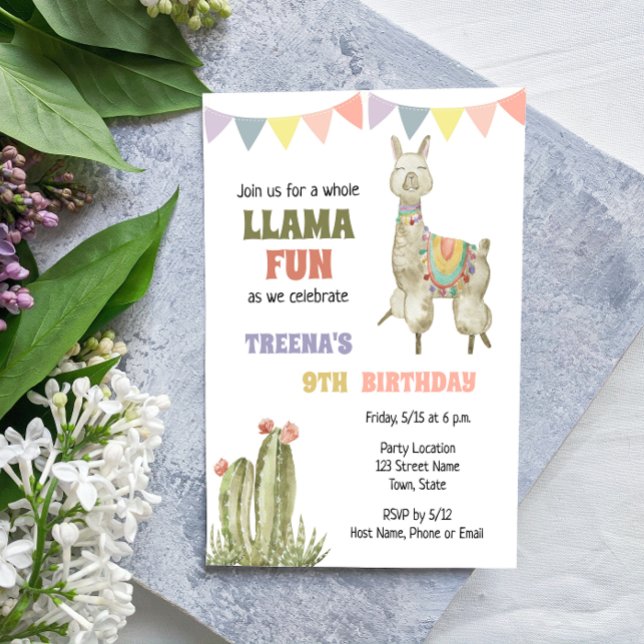Cute Llama Invitation Anniversaire (Créateur téléchargé)