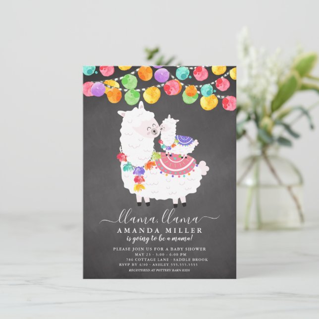 Cute Llama Mama Baby shower Invitation (Debout devant)