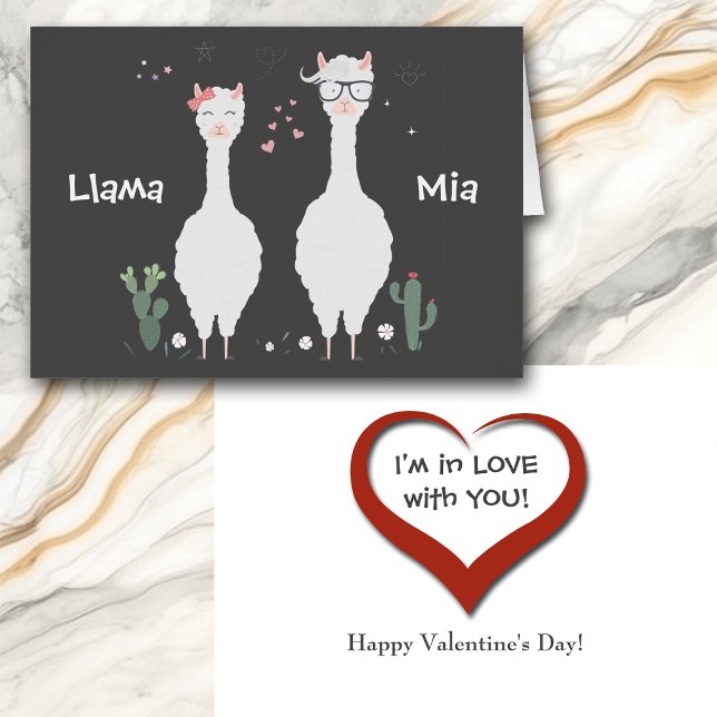 Cute Llama Mia Je suis dans Love Valentine Card (Créateur téléchargé)