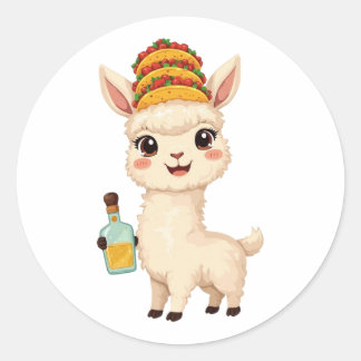 Cute Llama Taco Tequila Sticker - Kawaii Food Fun