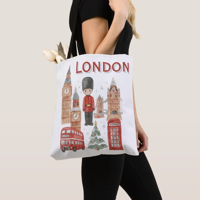 Cute London City British Guard, Big Ben & Red Bus Tasche (Von Nahem)
