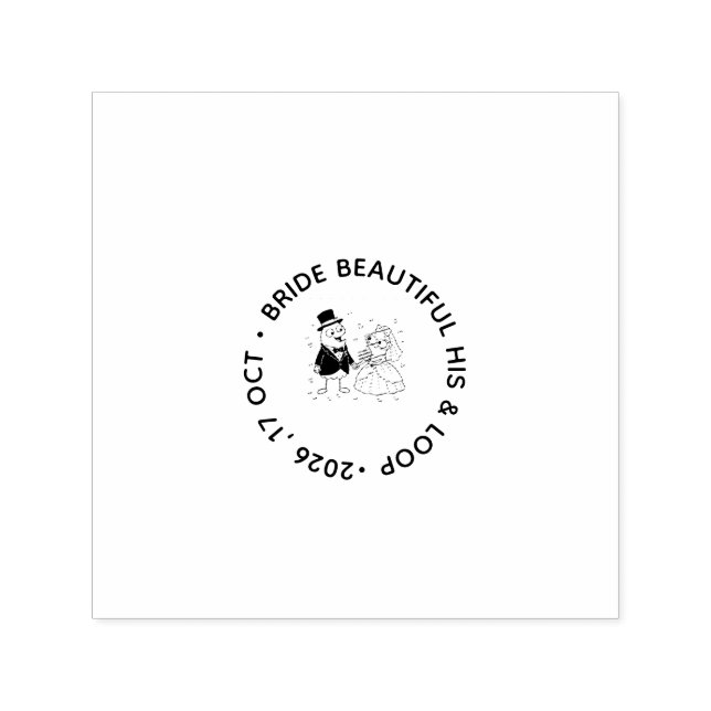 Cute Loop Character Cartoon Wedding Stamp Permastempel (Design)