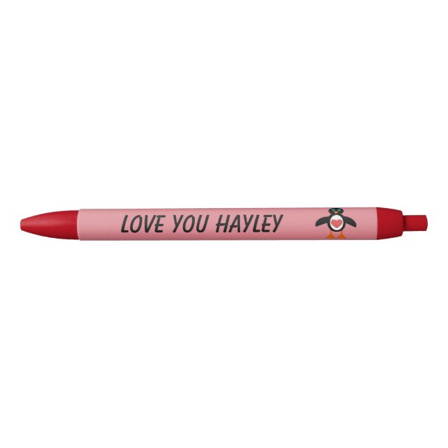 Cute Love Coeur Penguin Stylo Personnalisé (Devant)