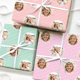 Cute Love Heart 2 Photo Pink Mint Green Set of 3 Geschenkpapier Set
