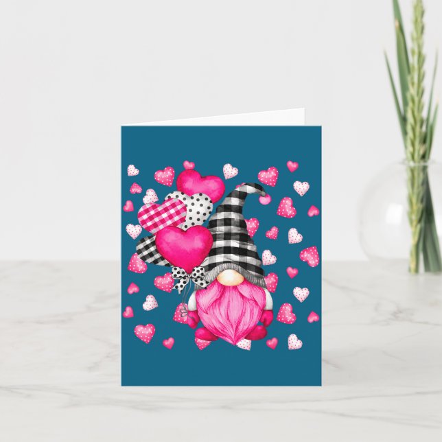 Cute Love Heart Pattern For Her Nk Valentines Gnom Karte (Vorderseite)