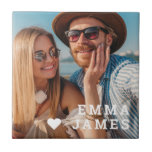 Cute Love Heart Photo Couples Personalized Names Fliese<br><div class="desc">Cute Love Heart Photo Couples Personalized Names Decorative Ceramic Tiles features your favorite photo with a love heart and personalized with your names in modern white script. Personalize by editing the text in the text box provided and adding your own picture. Perfect gifts for couples, girlfriend, wife, sweetheart and more...</div>