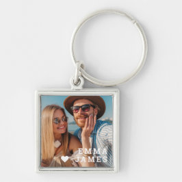 Cute Love Heart Photo Couples Personalized Names Schlüsselanhänger
