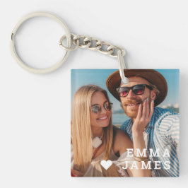 Cute Love Heart Photo Couples Personalized Names Schlüsselanhänger