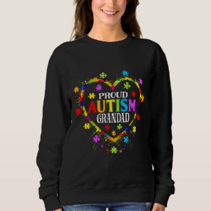 Cute Love Heart Proud Autism Grandad Autism Awaren Sweatshirt