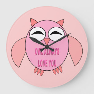 Cute Love Message Owl Wall Clock Große Wanduhr