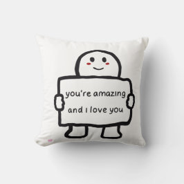 Cute Love Note Character Throw Pillow Kissen