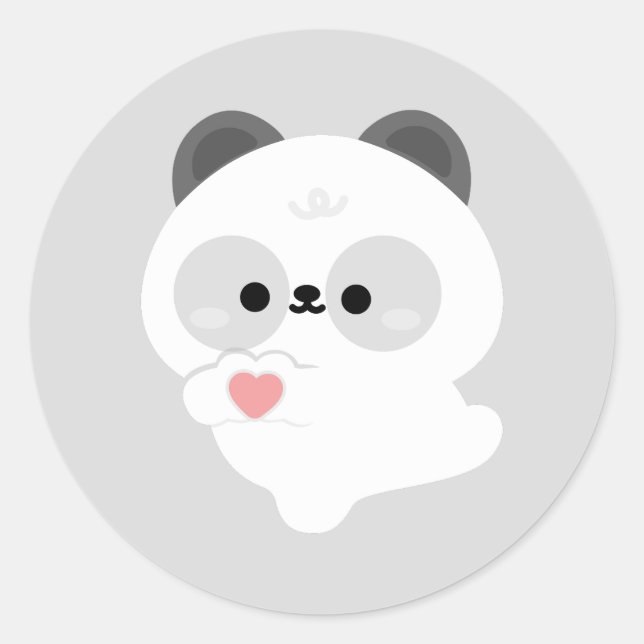 Cute Love Panda Runder Aufkleber (Vorderseite)