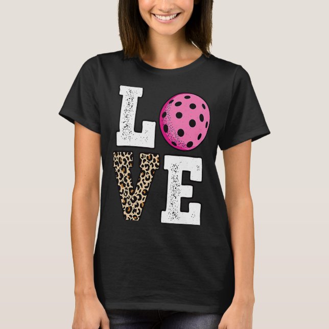 Cute Love Pickleball Player Leopard Print Pickle B T-Shirt (Vorderseite)