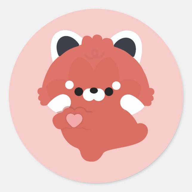 Cute Love Red Panda Runder Aufkleber (Vorderseite)