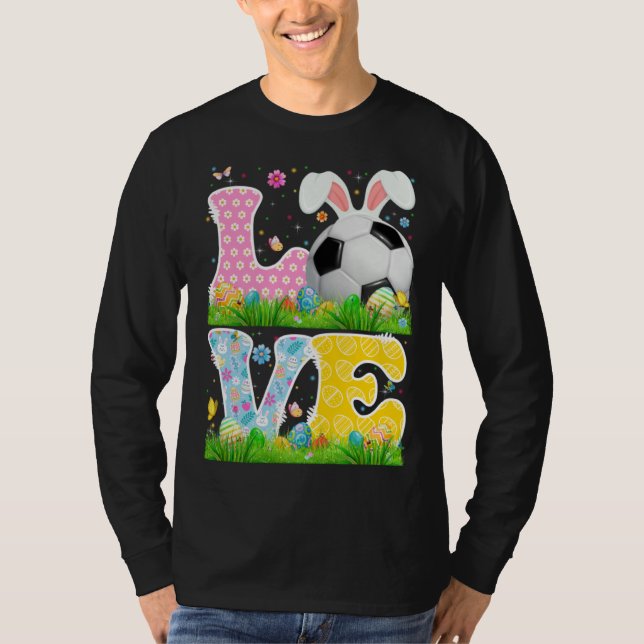 Cute Love Soccer Ball With Bunny Ears Easter Day B T-Shirt (Vorderseite)