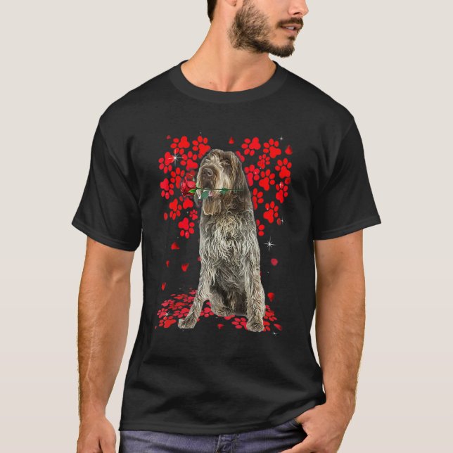 Cute Love Wirehaired Pointing Griffon Dog Valentin T-Shirt (Vorderseite)