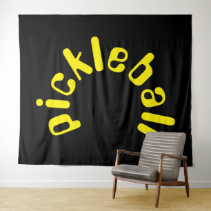 Cute lustige helle gelbe gebogene Text auf coolen Wandteppich